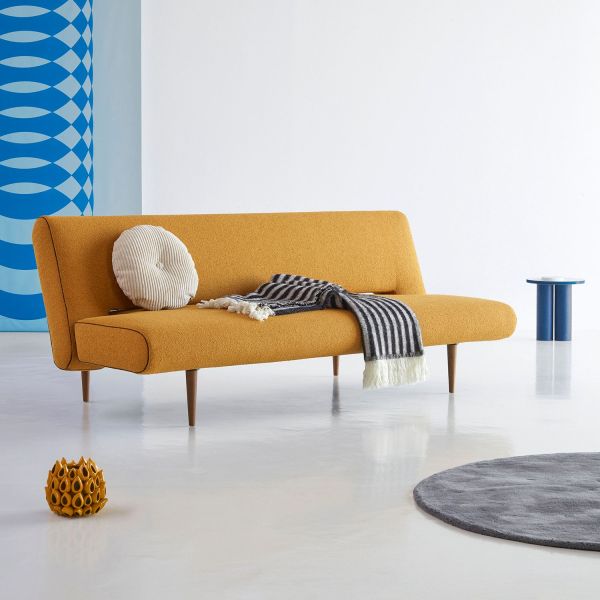 Divano letto design moderno in tessuto materasso a molle 200 cm Unfurl - 536 Bouclé Ochre