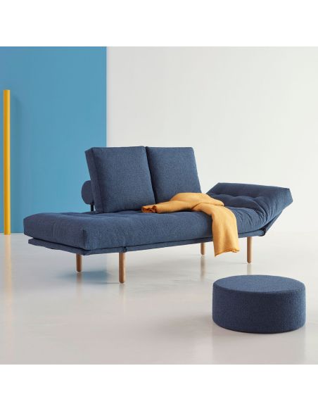 Divano letto singolo lettino salvaspazio 80x200 cm Rollo - 537 Bouclé Blue
