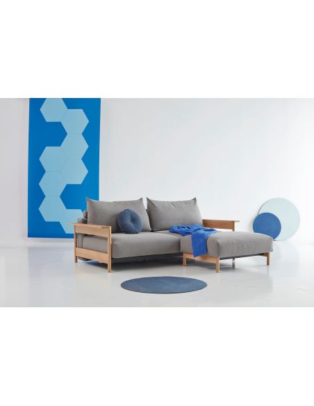 Divano letto matrimoniale Malloy Wood - 533 Bouclé Ash Grey