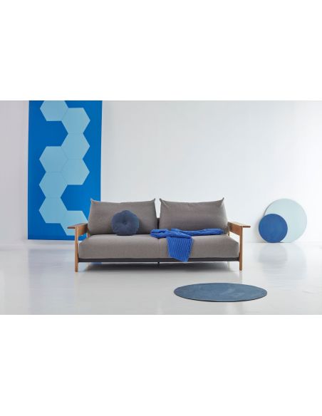 Divano letto matrimoniale Malloy Wood - 533 Bouclé Ash Grey