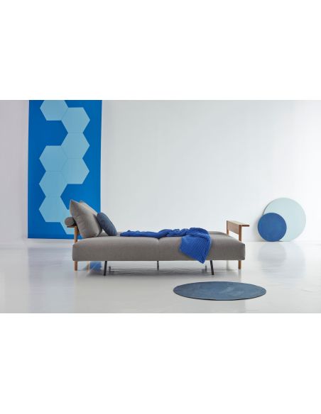 Divano letto matrimoniale Malloy Wood - 533 Bouclé Ash Grey