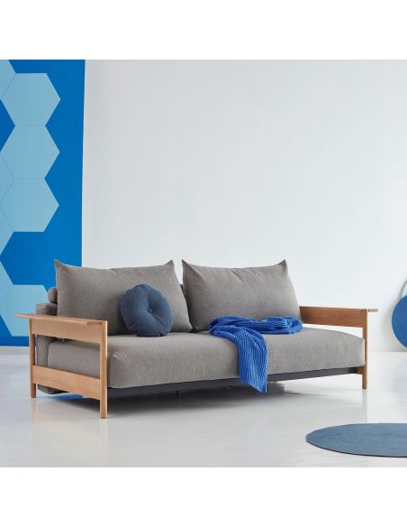 Divano letto matrimoniale Malloy Wood - 533 Bouclé Ash Grey