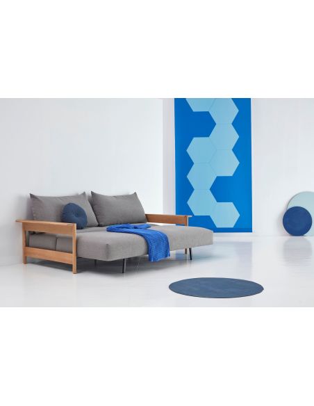 Divano letto matrimoniale Malloy Wood - 533 Bouclé Ash Grey