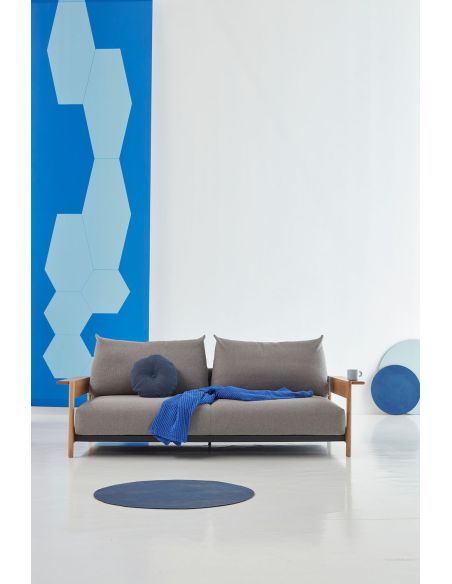 Divano letto matrimoniale Malloy Wood - 533 Bouclé Ash Grey