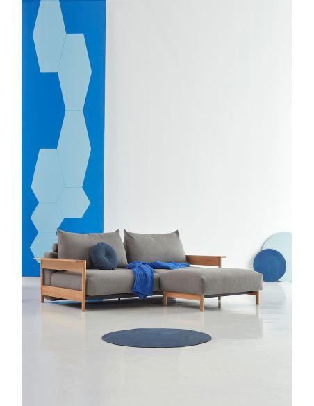 Divano letto matrimoniale Malloy Wood - 533 Bouclé Ash Grey