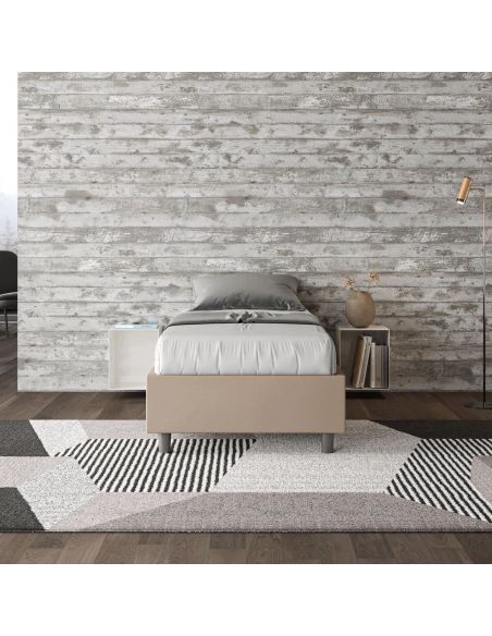 Letto singolo contenitore sommier rivestito in ecopelle Dynasty