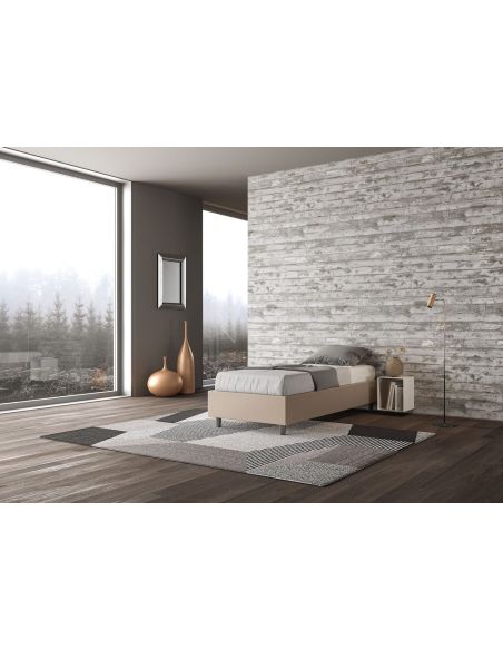 Letto singolo contenitore sommier rivestito in ecopelle Dynasty