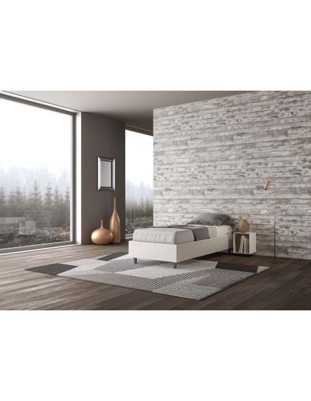 Letto singolo contenitore sommier rivestito in ecopelle Dynasty