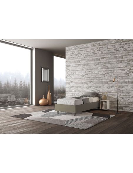 Letto singolo contenitore sommier rivestito in ecopelle Dynasty