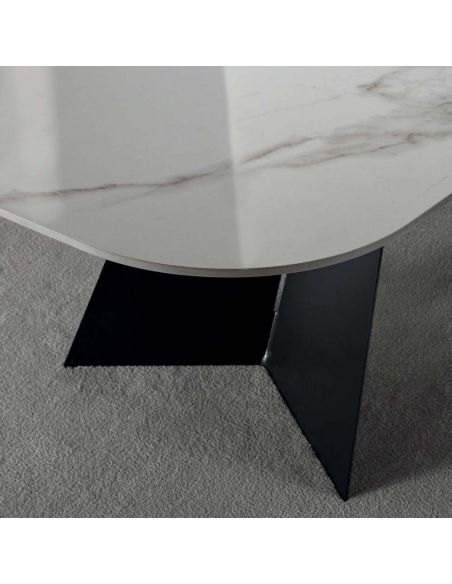 Tavolo da pranzo in acciaio e gres porcellanato Springs