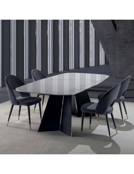 Tavolo da pranzo in acciaio e gres porcellanato Springs