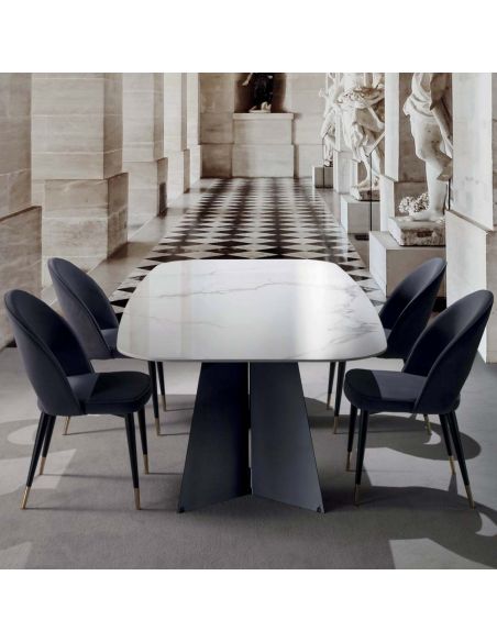 Tavolo da pranzo in acciaio e gres porcellanato Springs