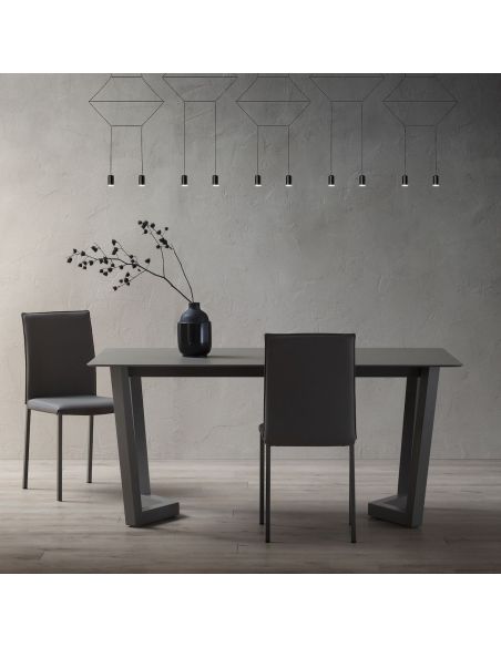 Tavolo allungabile in metallo e laminato Holger Grey