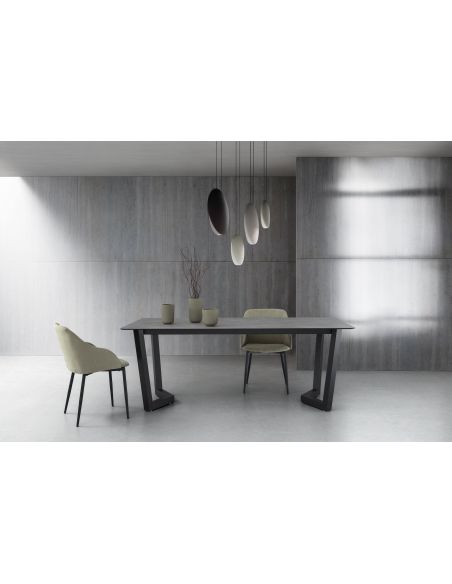 Tavolo allungabile in metallo e laminato Holger Cement