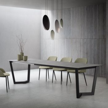 Tavolo allungabile in metallo e laminato Holger Cement 2