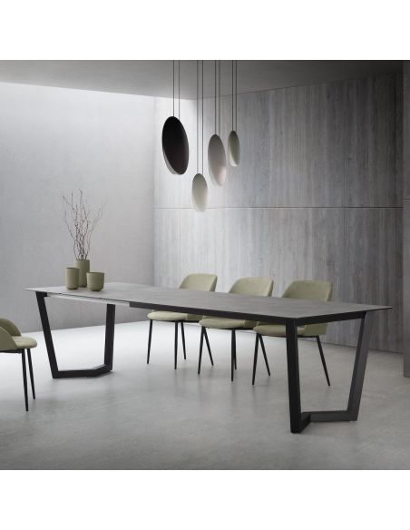 Tavolo allungabile in metallo e laminato Holger Cement