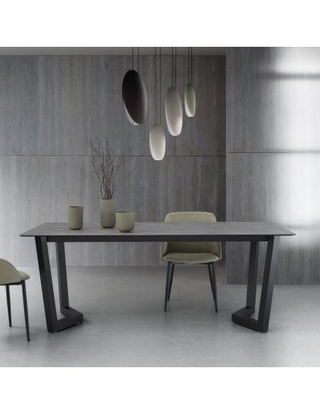 Tavolo allungabile in metallo e laminato Holger Cement