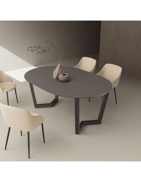 Tavolo rotondo allungabile Holger Tobacco