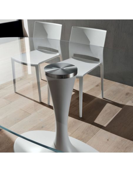 Tavolo fisso ovale con piano in vetro trasparente Avalon Glass