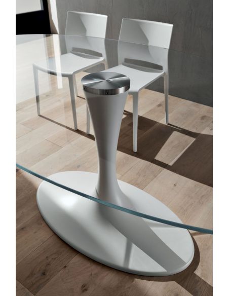 Tavolo fisso ovale con piano in vetro trasparente Avalon Glass