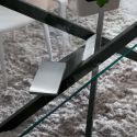 Tavolo fisso con piano in vetro Arsenio