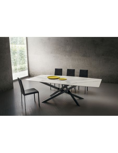 Tavolo da pranzo fisso con piano in finitura marmo Arsenio Tavolo da pranzo fisso con piano in finitura marmo Arsenio