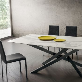 Tavolo da pranzo fisso con piano in finitura marmo Arsenio 2