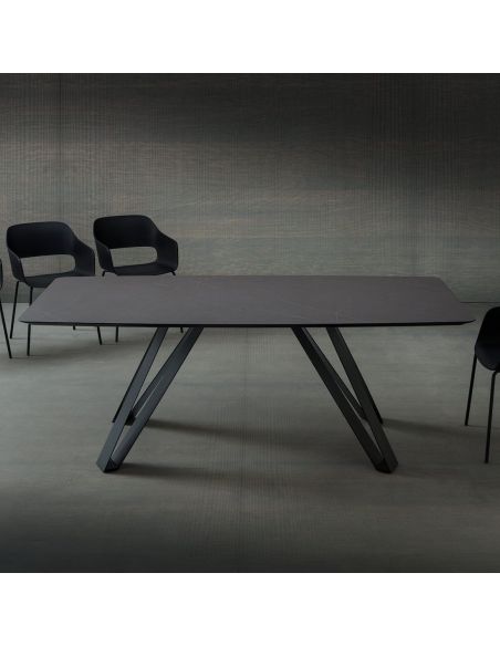 Tavolo da pranzo fisso con piano a botte Sanders Tobacco