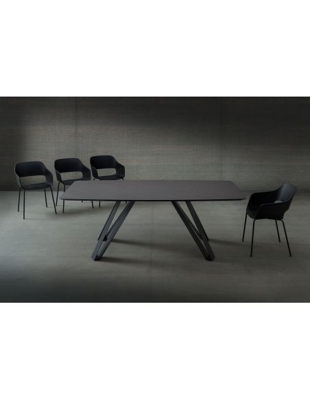 Tavolo da pranzo fisso con piano a botte Sanders Tobacco