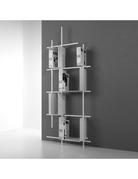 Libreria verticale a parete in acciaio Etere comp-3