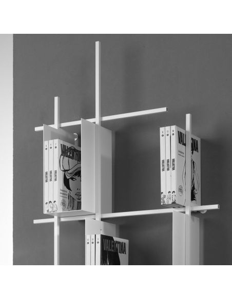 Libreria verticale a parete in acciaio Etere comp-3