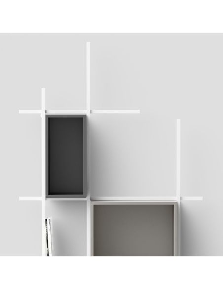 Libreria a colonna verticale in acciaio e legno Etere