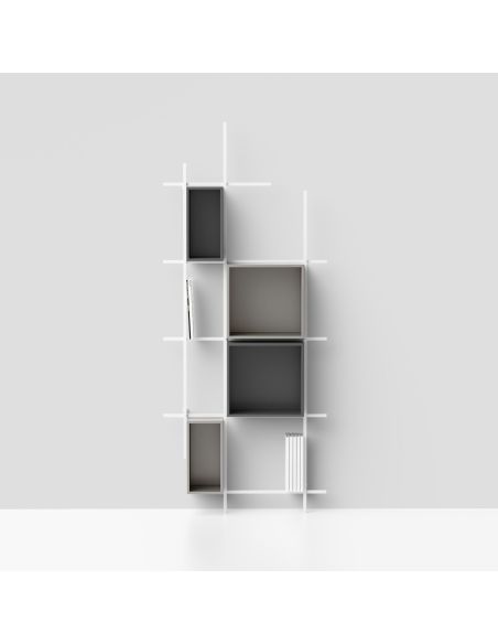 Libreria a colonna verticale in acciaio e legno Etere