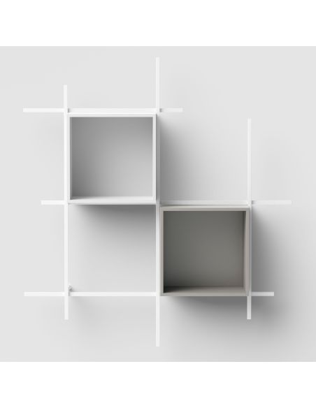 Libreria da parete in tubolare di acciaio Etere1-Comp2