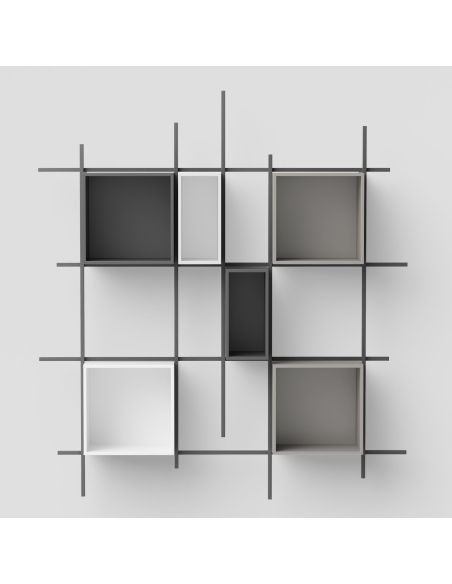 Libreria da parete in tubolare d'acciaio Etere2.Comp2