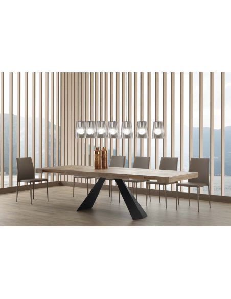 Tavolo da pranzo allungabile in acciaio e nobilitato Kenton Classic
