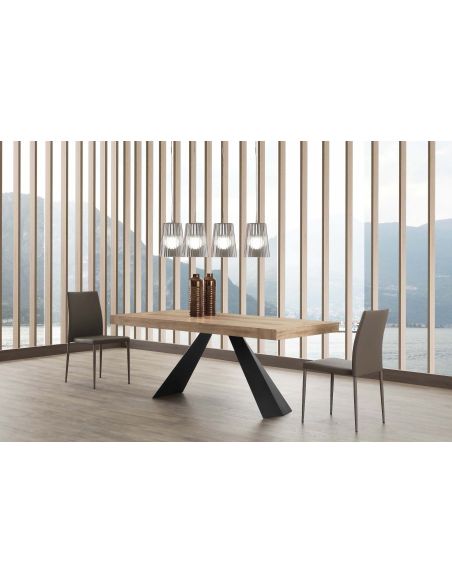 Tavolo da pranzo allungabile in acciaio e nobilitato Kenton Classic