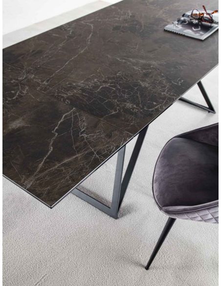 Tavolo da pranzo allungabile in acciaio e ceramica Dalma Tavolo da pranzo allungabile in acciaio e ceramica Dalma