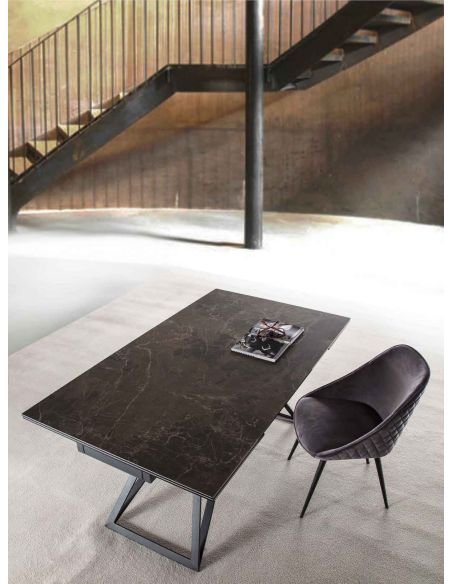 Tavolo da pranzo allungabile in acciaio e ceramica Dalma Tavolo da pranzo allungabile in acciaio e ceramica Dalma