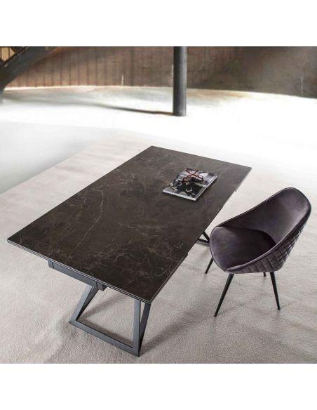 Tavolo da pranzo allungabile in acciaio e ceramica Dalma Tavolo da pranzo allungabile in acciaio e ceramica Dalma