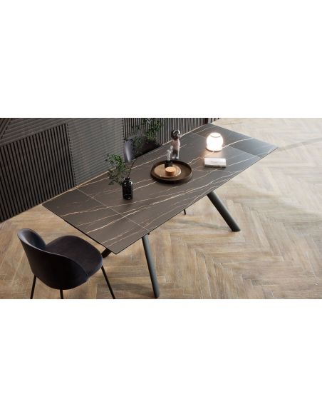 Tavolo da pranzo allungabile in acciaio e gres Tirrel