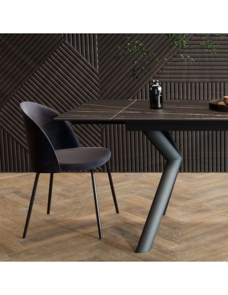 Tavolo da pranzo allungabile in acciaio e gres Tirrel