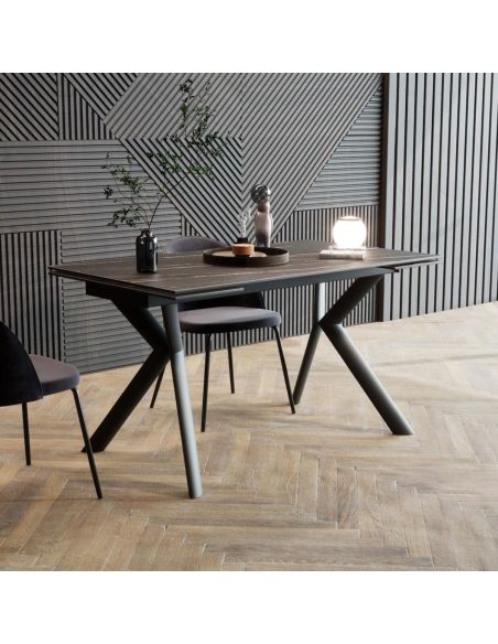 Tavolo da pranzo allungabile in acciaio e gres Tirrel