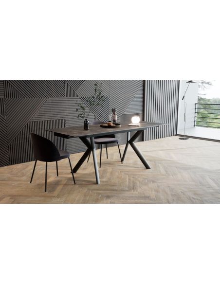 Tavolo da pranzo allungabile in acciaio e gres Tirrel