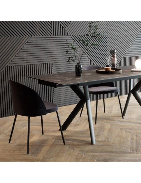 Tavolo da pranzo allungabile in acciaio e gres Tirrel