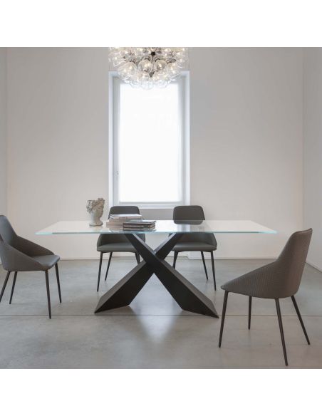 Tavolo scrivania in acciaio e vetro extrachiaro Nairobi