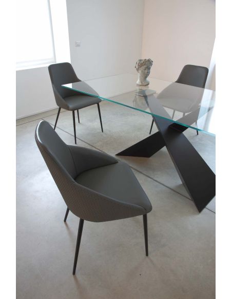 Tavolo scrivania in acciaio e vetro extrachiaro Nairobi Tavolo scrivania in acciaio e vetro extrachiaro Nairobi