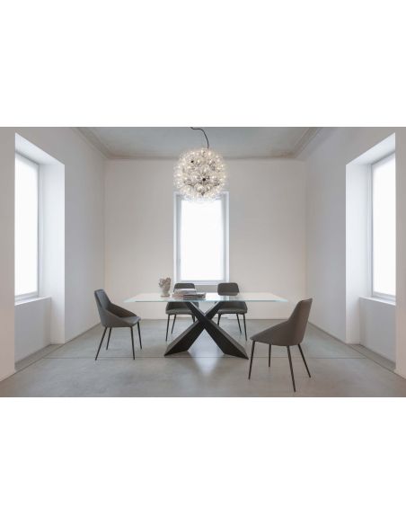 Tavolo scrivania in acciaio e vetro extrachiaro Nairobi Tavolo scrivania in acciaio e vetro extrachiaro Nairobi