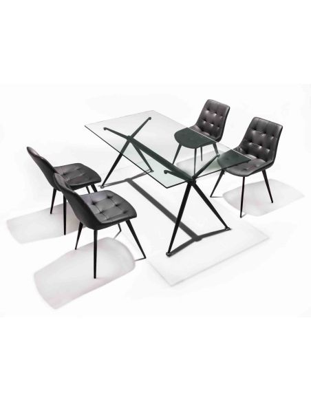 Tavolo scrivania in vetro trasparente e metallo nero Glam Noir