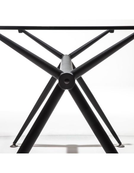 Tavolo scrivania in vetro trasparente e metallo nero Glam Noir